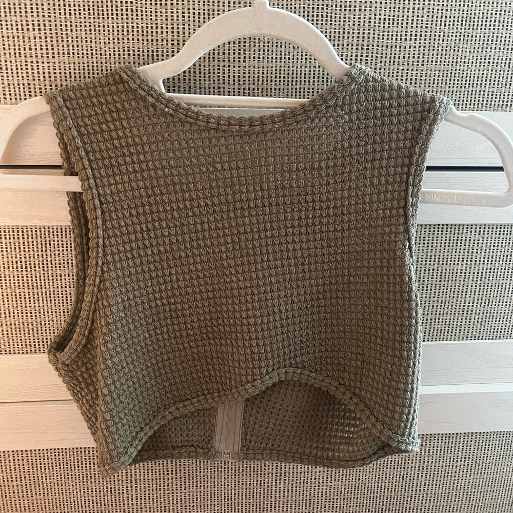 Green Knit high neck crop top